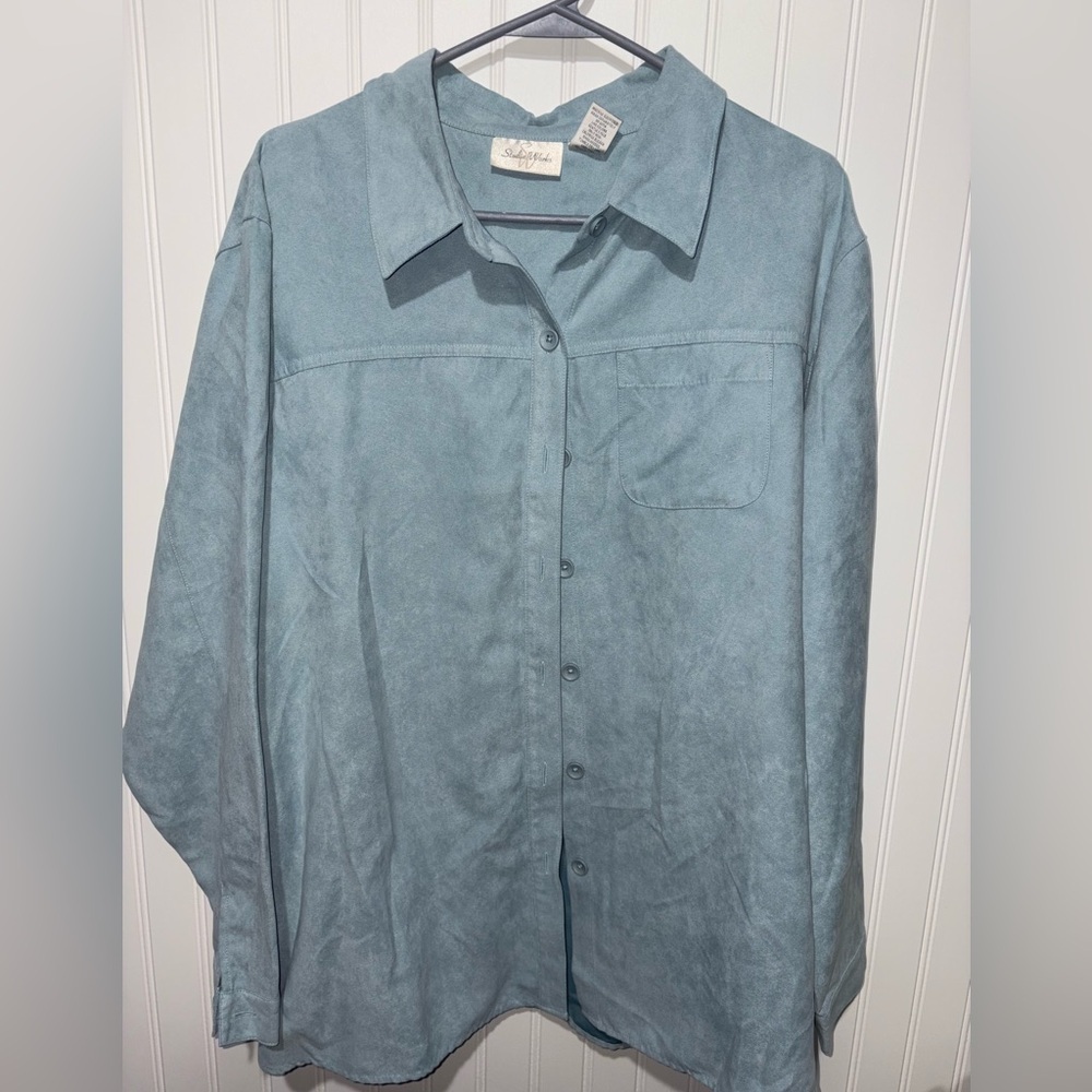Vintage Studio Works Suede- Style Blue Button-Up Shirt| Size XL
